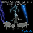 short circuit at the sheep factory, album cover - image is drawing of man herding sheep with stick, man getting struck by lighting - click button to play album